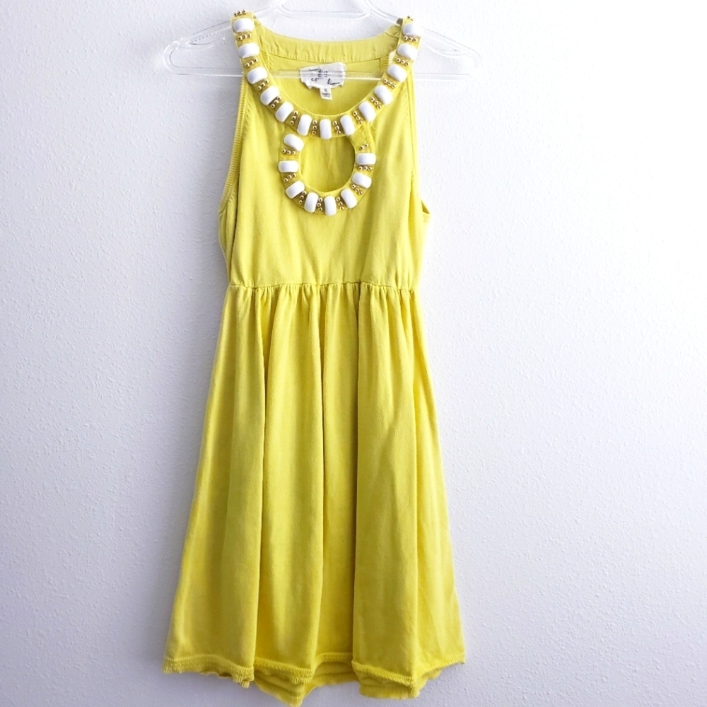 Milly Of New York Yellow Beaded Mini Dress